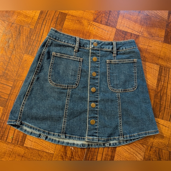 Altar’d State Denim Blue Jean Button-Front Skirt Size XS - Picture 1 of 6